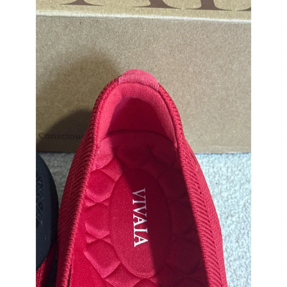 VIVAIA Claire Round Toe Ballet Flats Red Women's Knit Comfort  EU/39.5 US/8.5